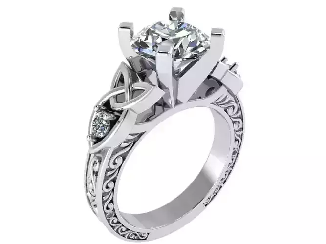 Round Diamond Engraving Ring 1800