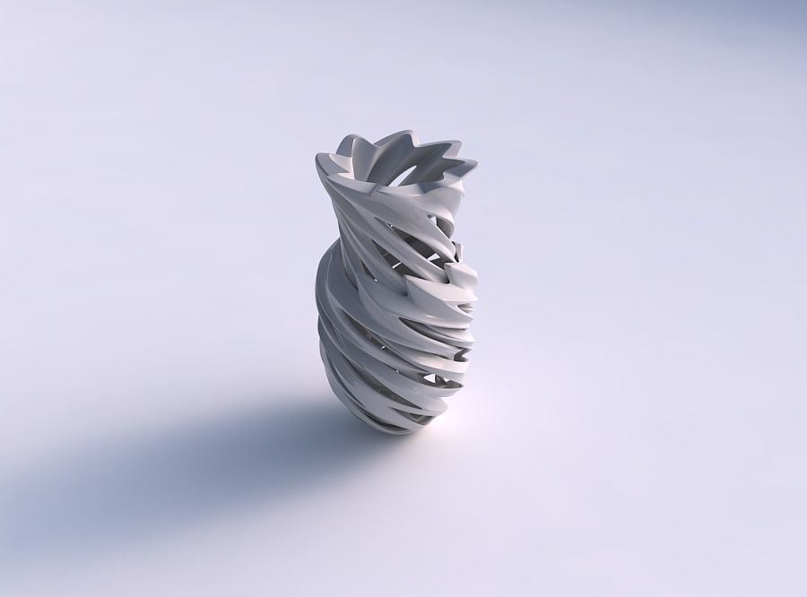 Vase alien curved with smooth cuts very twisted 3D print model_0