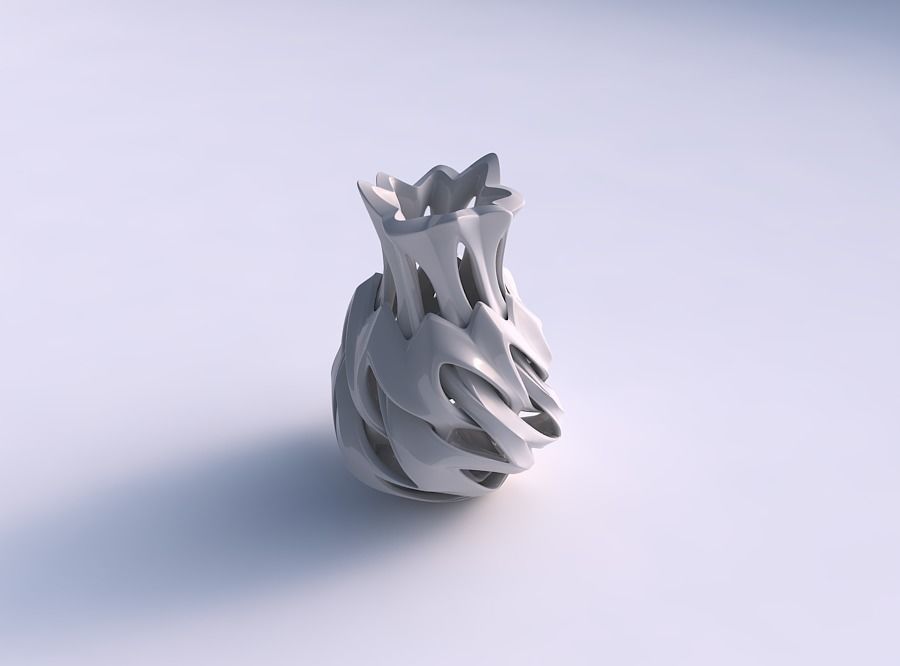Vase alien curved with smooth cuts twisted and tapered 2 wavy 3D print model_0