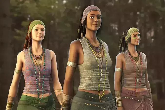 Neo Hippie Jessica Low-poly 3D model