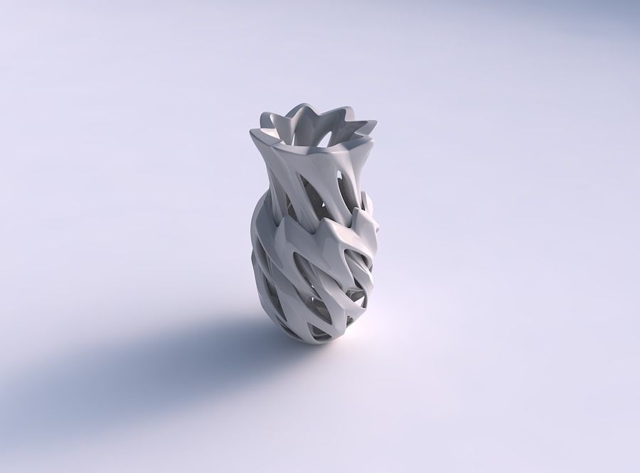 Vase alien curved with smooth cuts twisted 3D print model_0