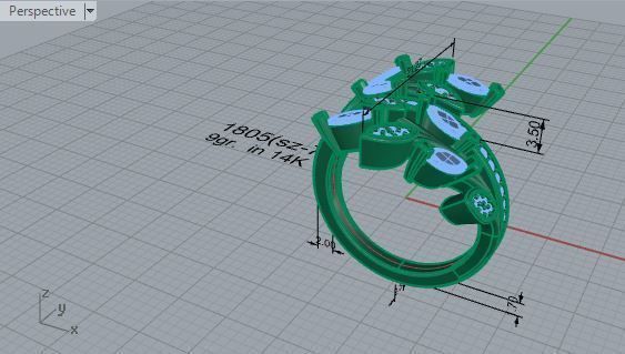 Leaf Diamond Ring 1805 3D print model_7