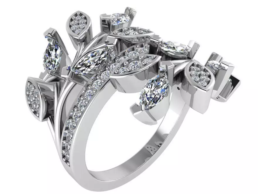 Leaf Diamond Ring 1805 3D print model_0
