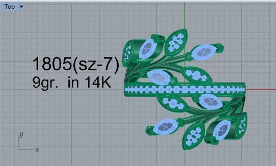 Leaf Diamond Ring 1805 3D print model_4