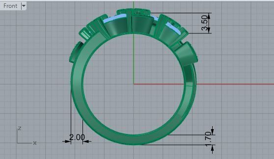 Leaf Diamond Ring 1805 3D print model_5