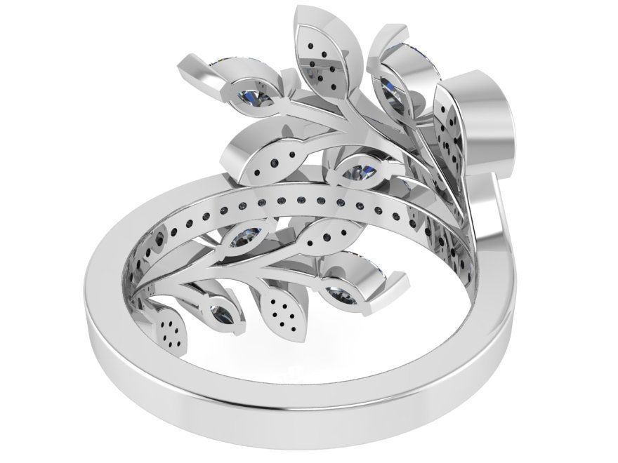 Leaf Diamond Ring 1805 3D print model_3