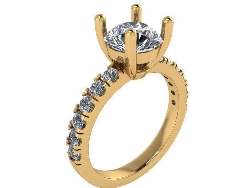 Round Diamond Ring 1808 3D print model_1
