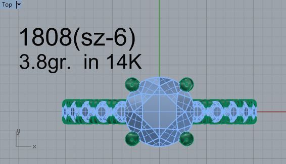 Round Diamond Ring 1808 3D print model_4