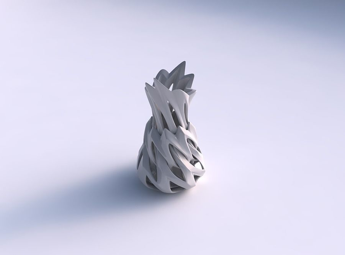 Vase alien curved with smooth cuts twisted and streched top