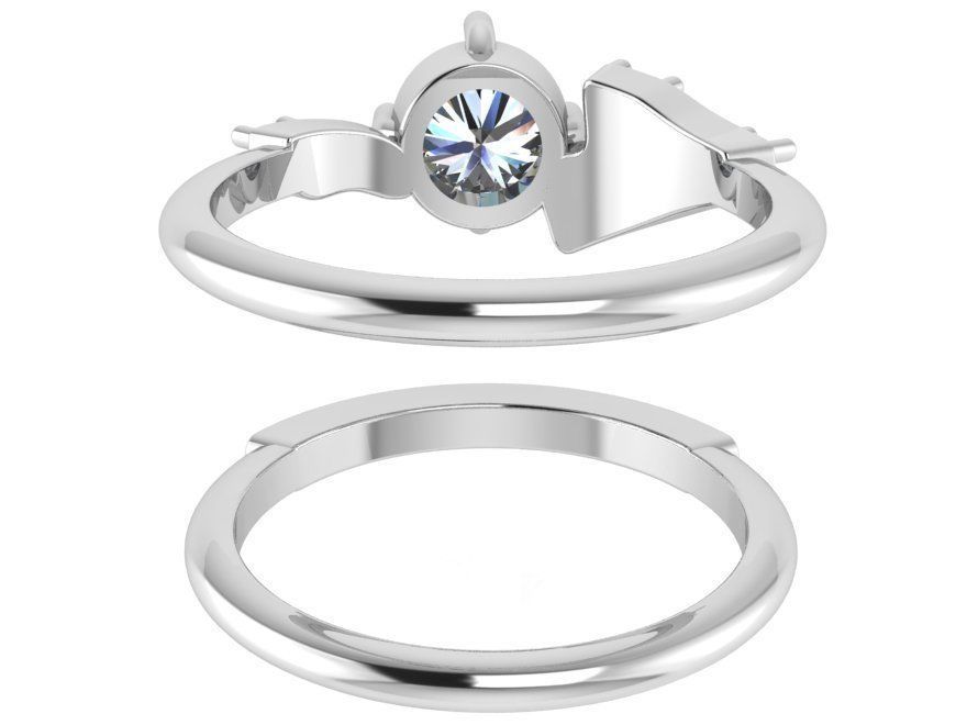 Round Diamond Ring With Band 1818 3D print model_3