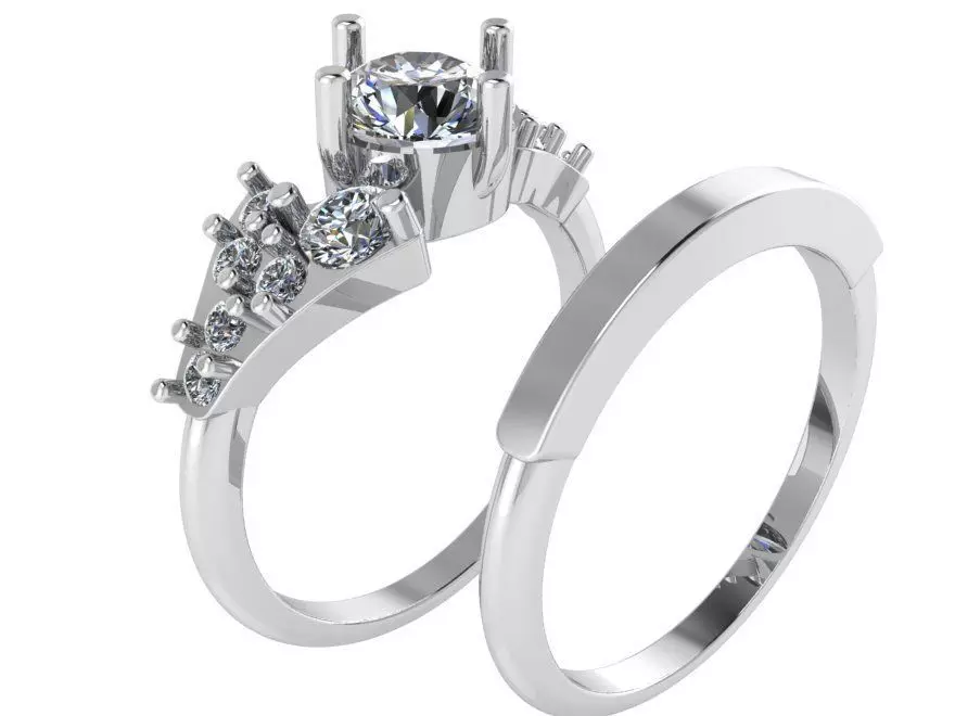 Round Diamond Ring With Band 1818 3D print model_0