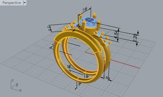Round Diamond Ring With Band 1818 3D print model_7