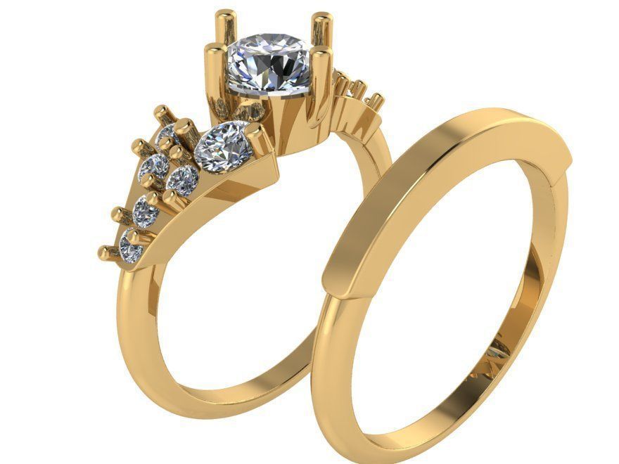 Round Diamond Ring With Band 1818 3D print model_1