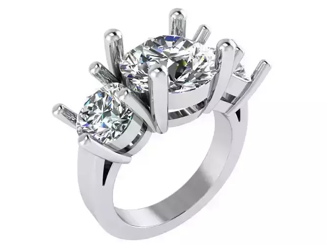 3 Stone Basket Setting Ring 1830