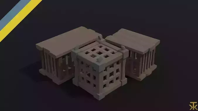Cartoon medieval cage Polygonal Style