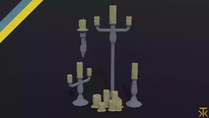 Cartoon candle asset Polygonal Style