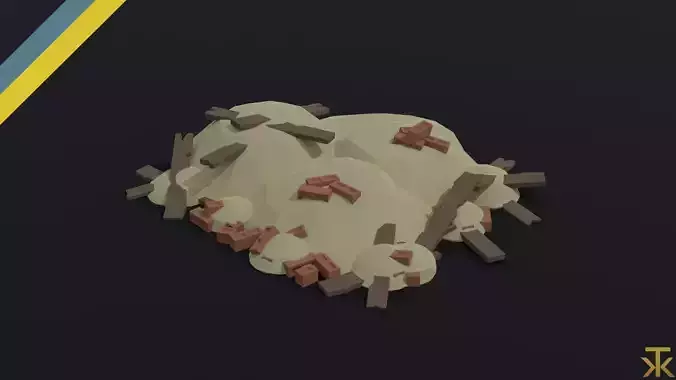 Cartoon medieval debris Polygonal Style Low-poly 3D model