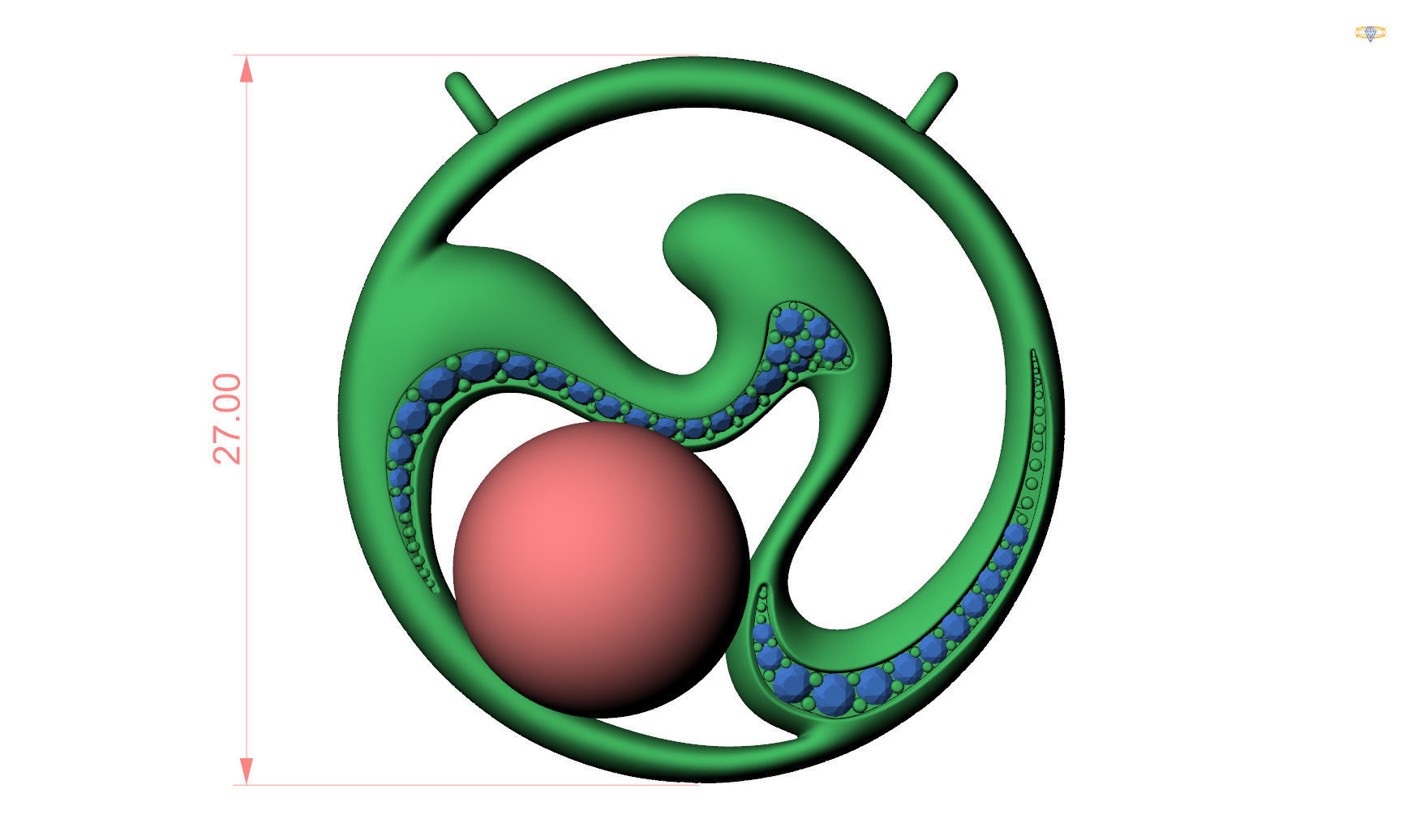 Paerl pendant 3D print model_7