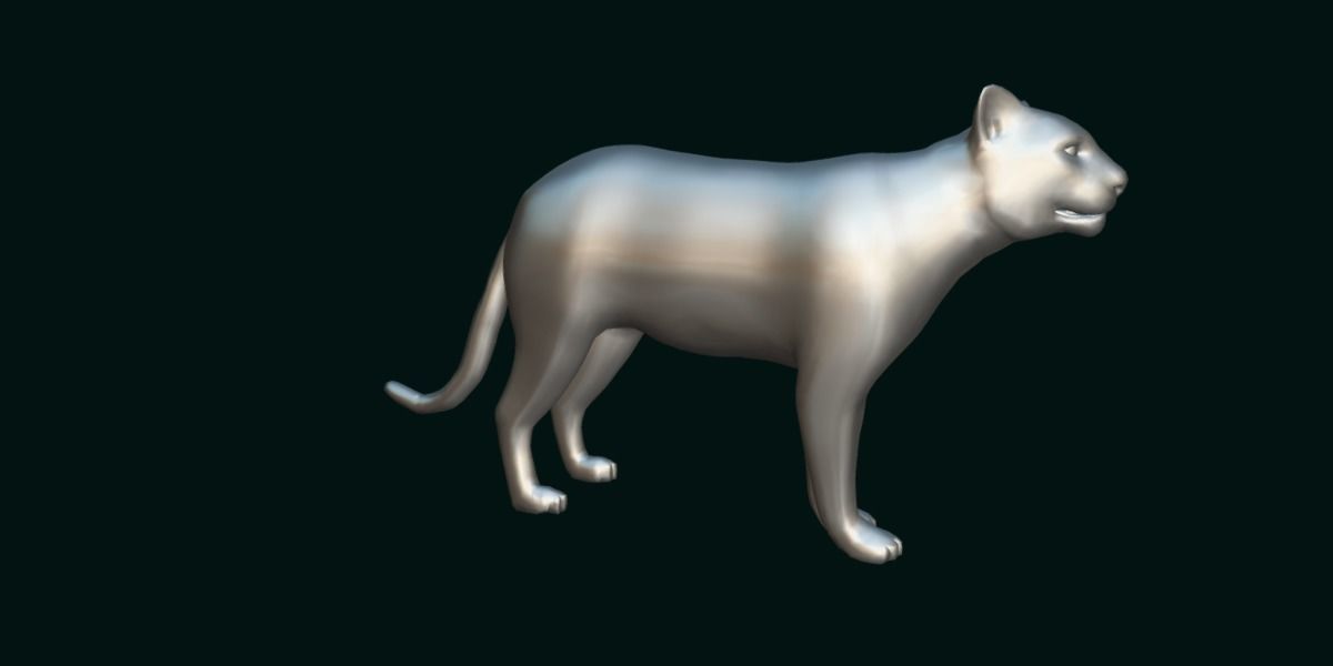 Cougar Cat Low-poly 3D model_3