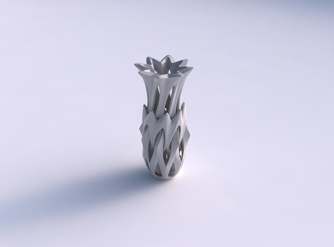 Vase alien curved small with smooth cuts widened top
