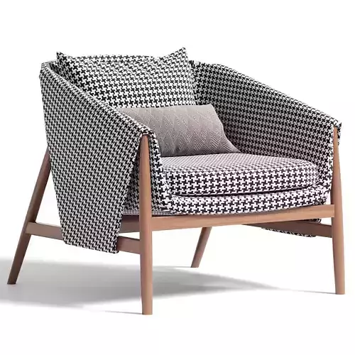 Fabric armchair with armrests