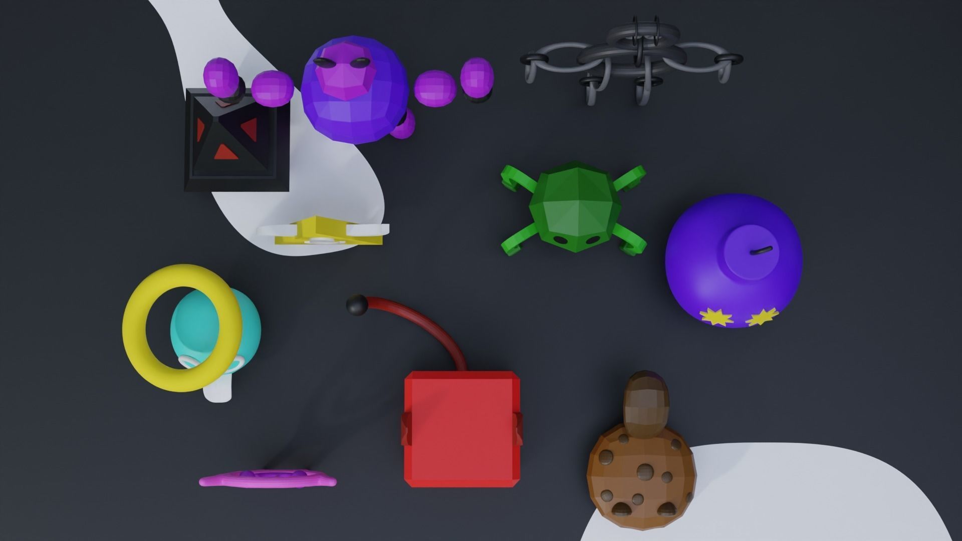 Cute Monsters and Creatures Low-poly 3D model_7
