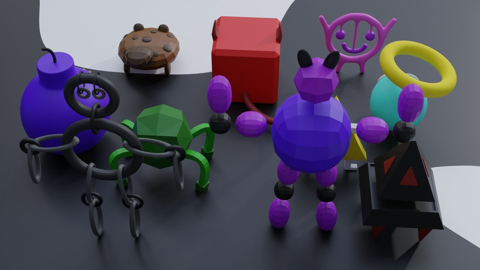 Cute Monsters and Creatures Low-poly 3D model_3