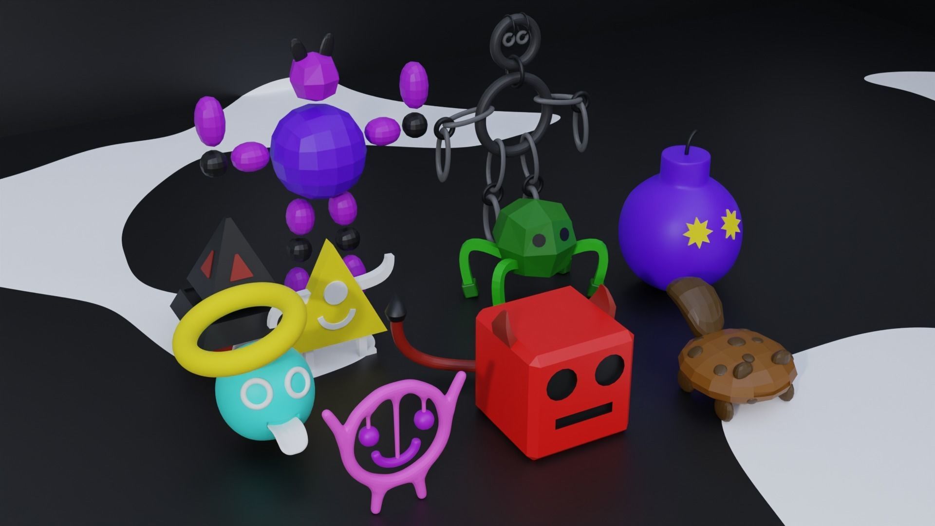 Cute Monsters and Creatures Low-poly 3D model_2