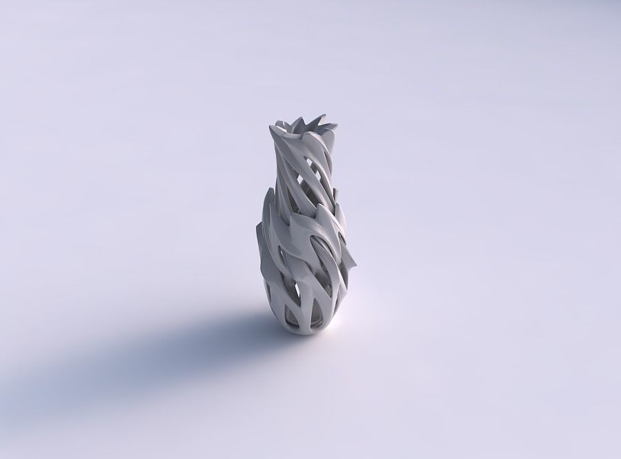 Vase alien curved small with smooth cuts twisted and tapered ... 3D print model_0