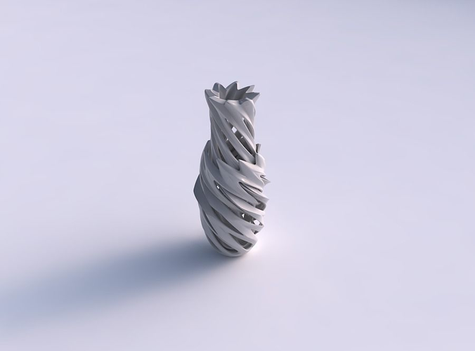 Vase alien curved small with smooth cuts very twisted and tapered