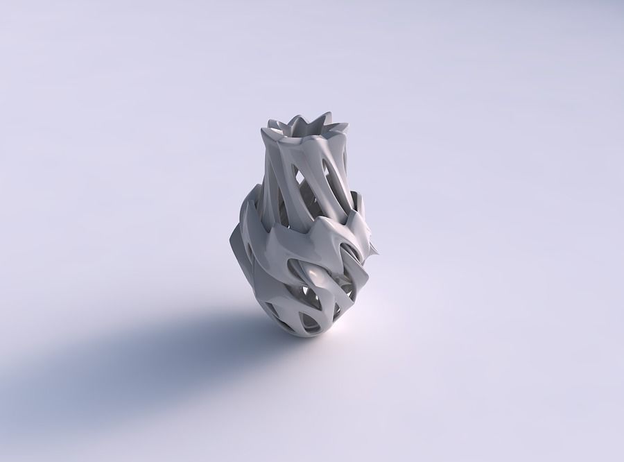 Vase alien curved small with smooth cuts twisted wavy 3D print model_0