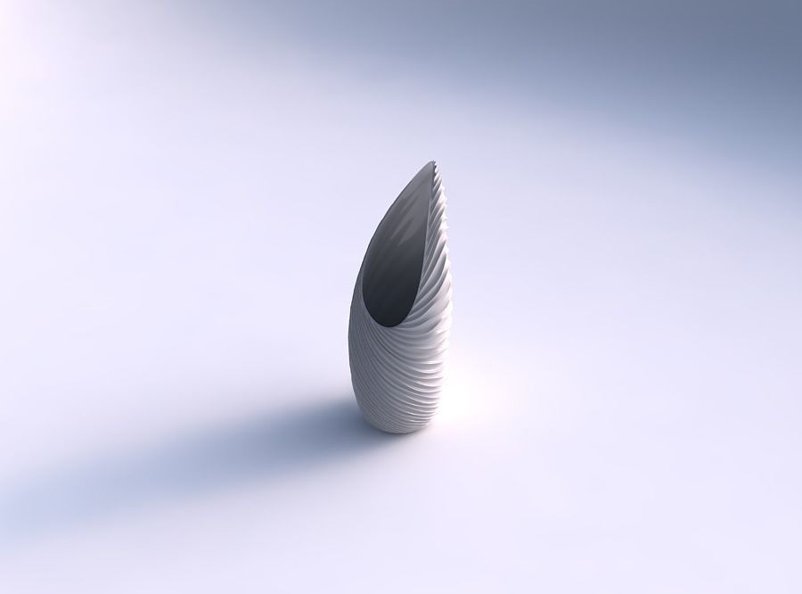 Vase Tsunami with wavy extruded lines 3D print model_0
