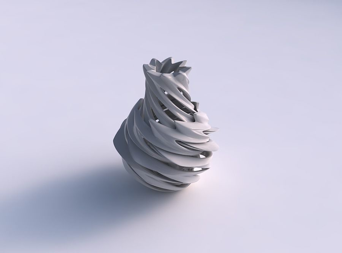 Vase alien curved small with smooth cuts very twisted and tapered 2