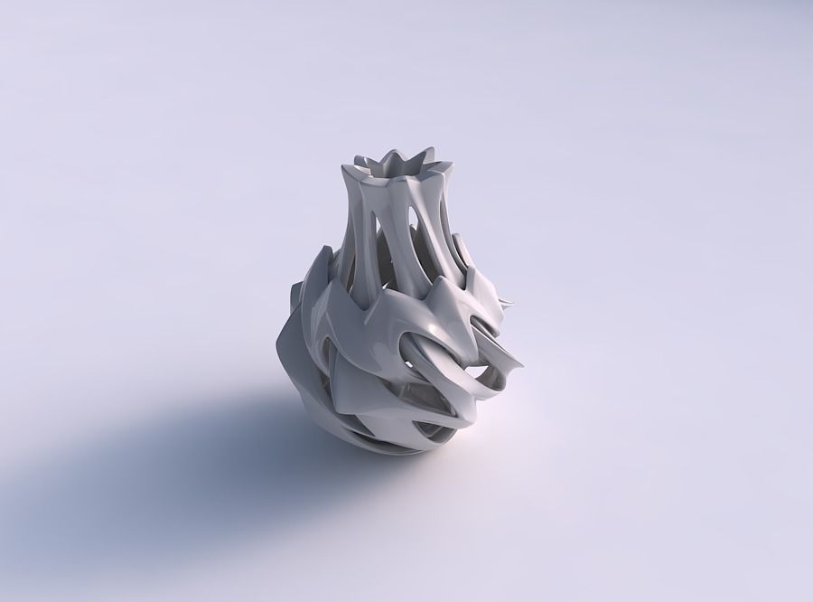 Vase alien curved small with smooth cuts twisted and tapered ... 3D print model_0