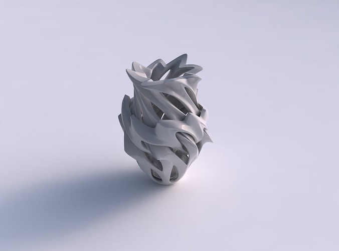 Vase alien curved small with smooth cuts wavy top