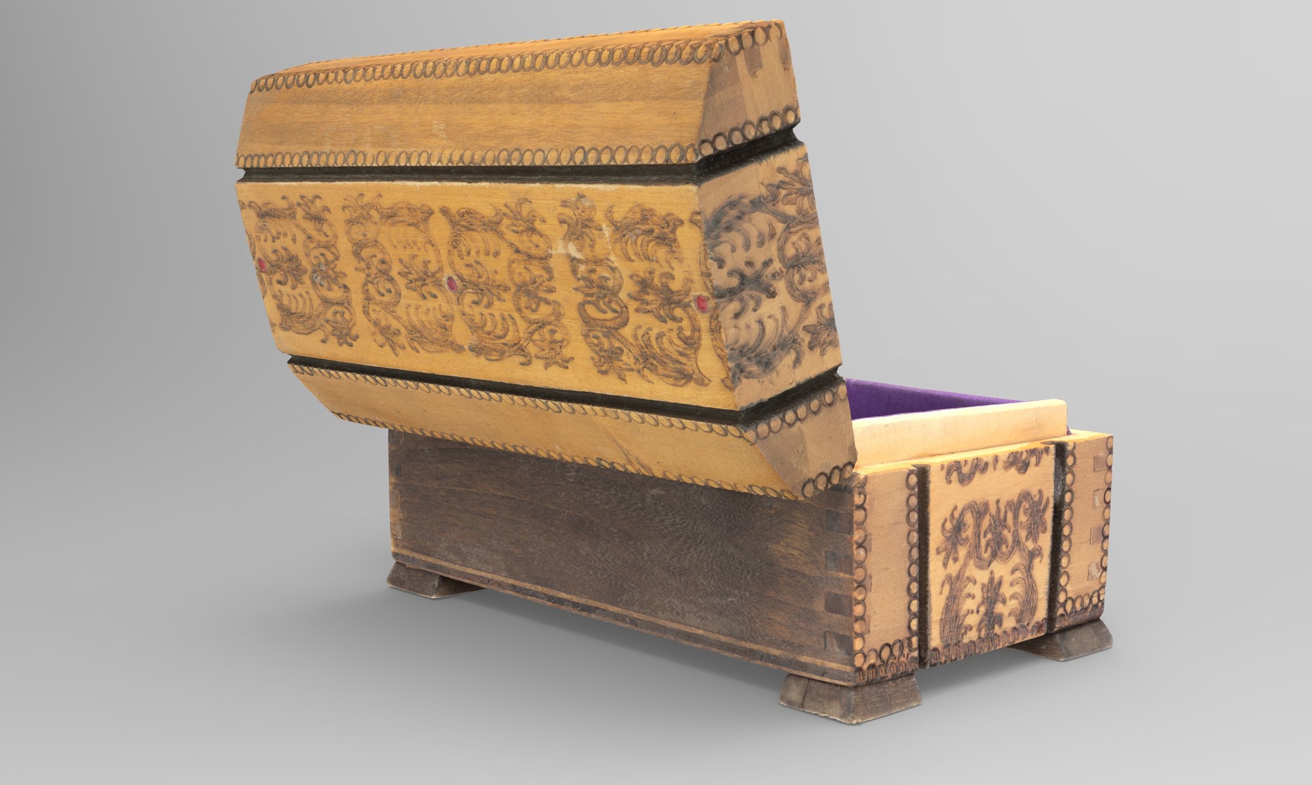 Wooden Jewelry Casket Low-poly 3D model_5