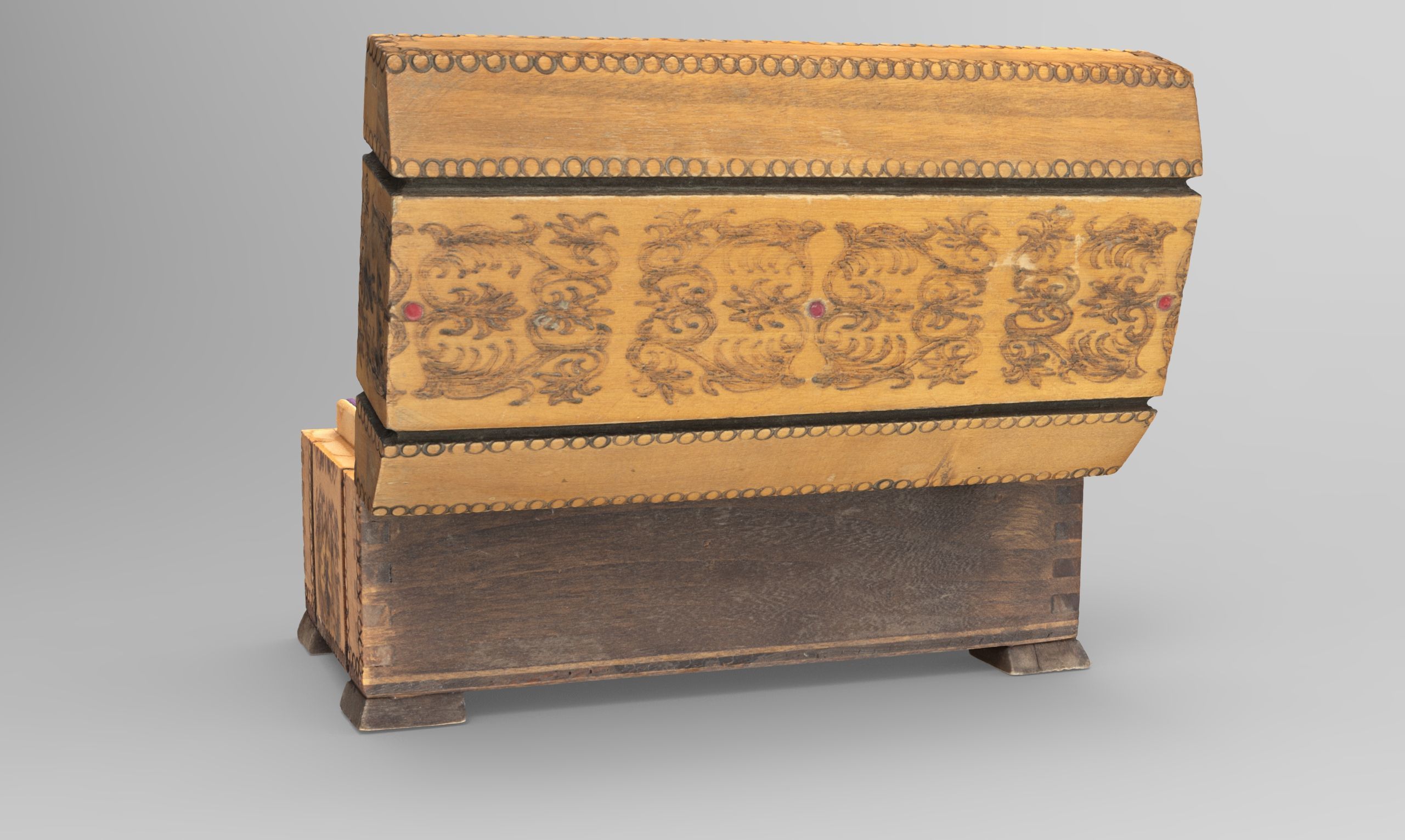 Wooden Jewelry Casket Low-poly 3D model_4