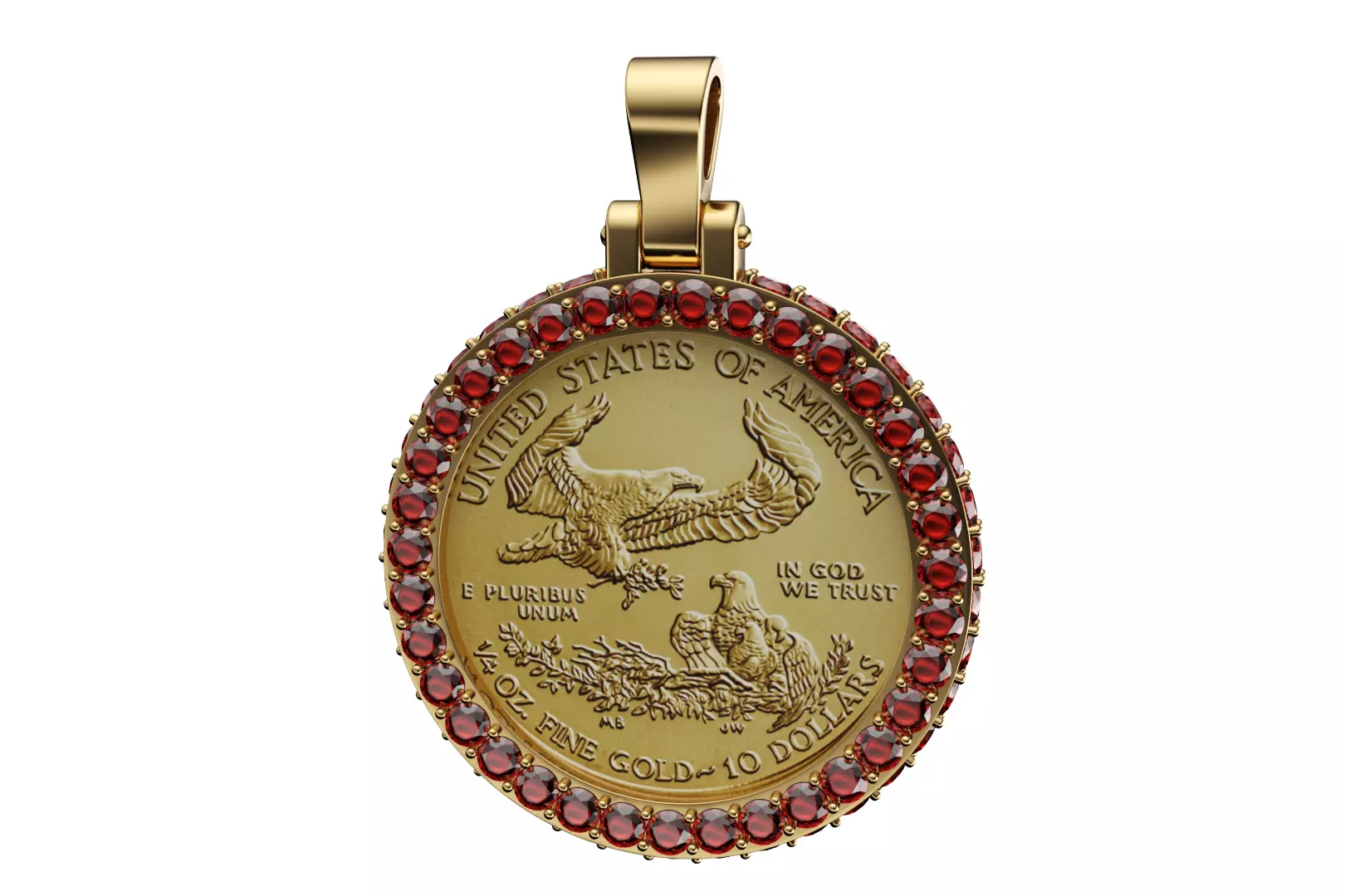 rubies american quarter oz gold eagle 10 dollar frame 3D print model