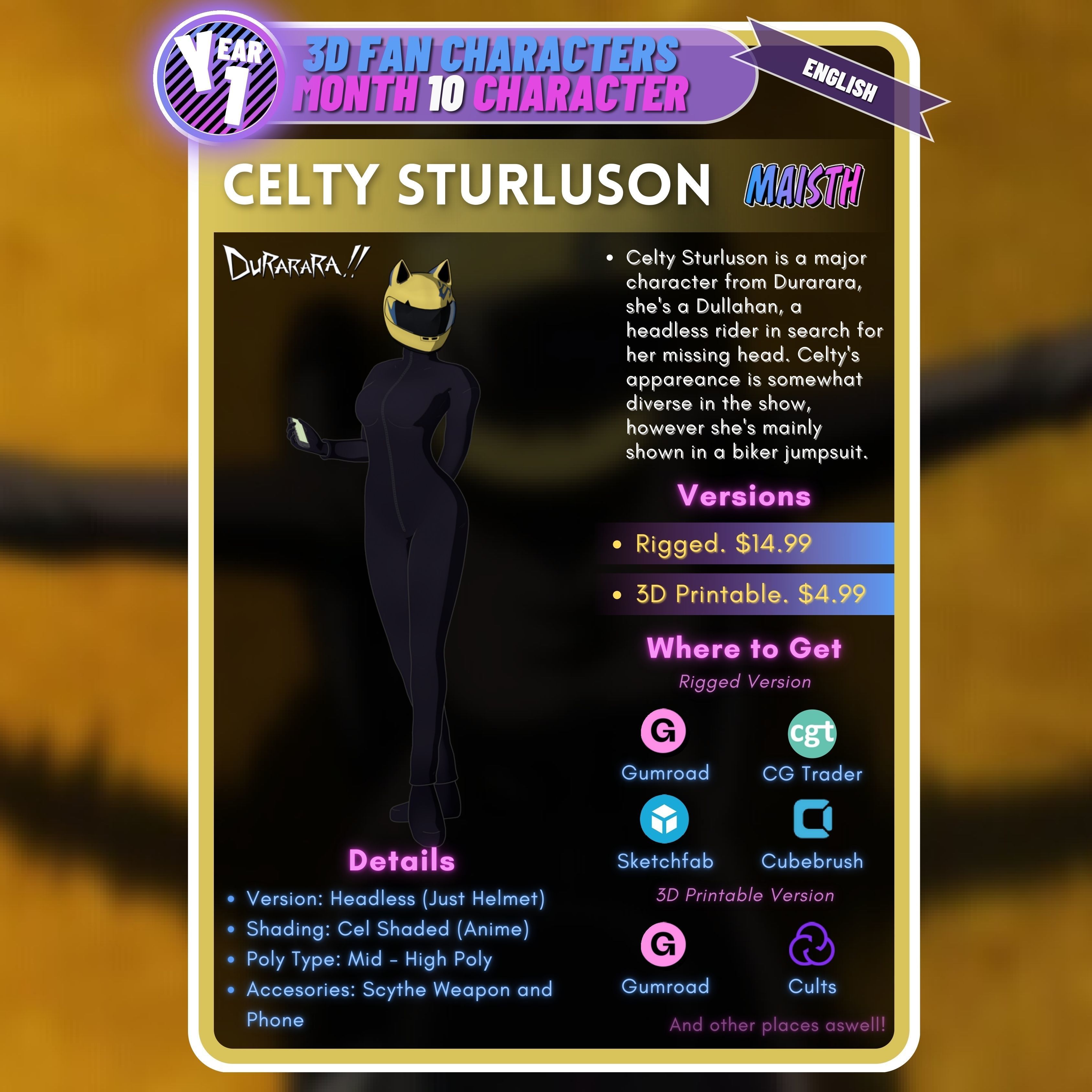 Celty Sturluson - Durarara - 3D Model - Rigged 3D model_2