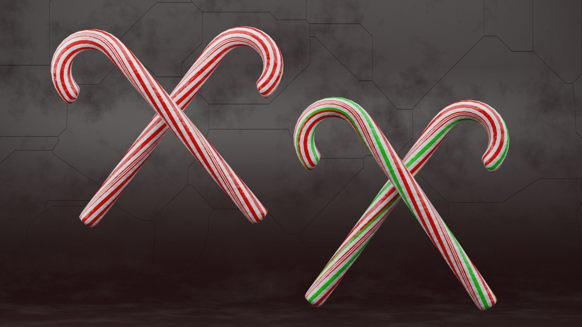 Peppermint Candy Cane Low-poly 3D model_8