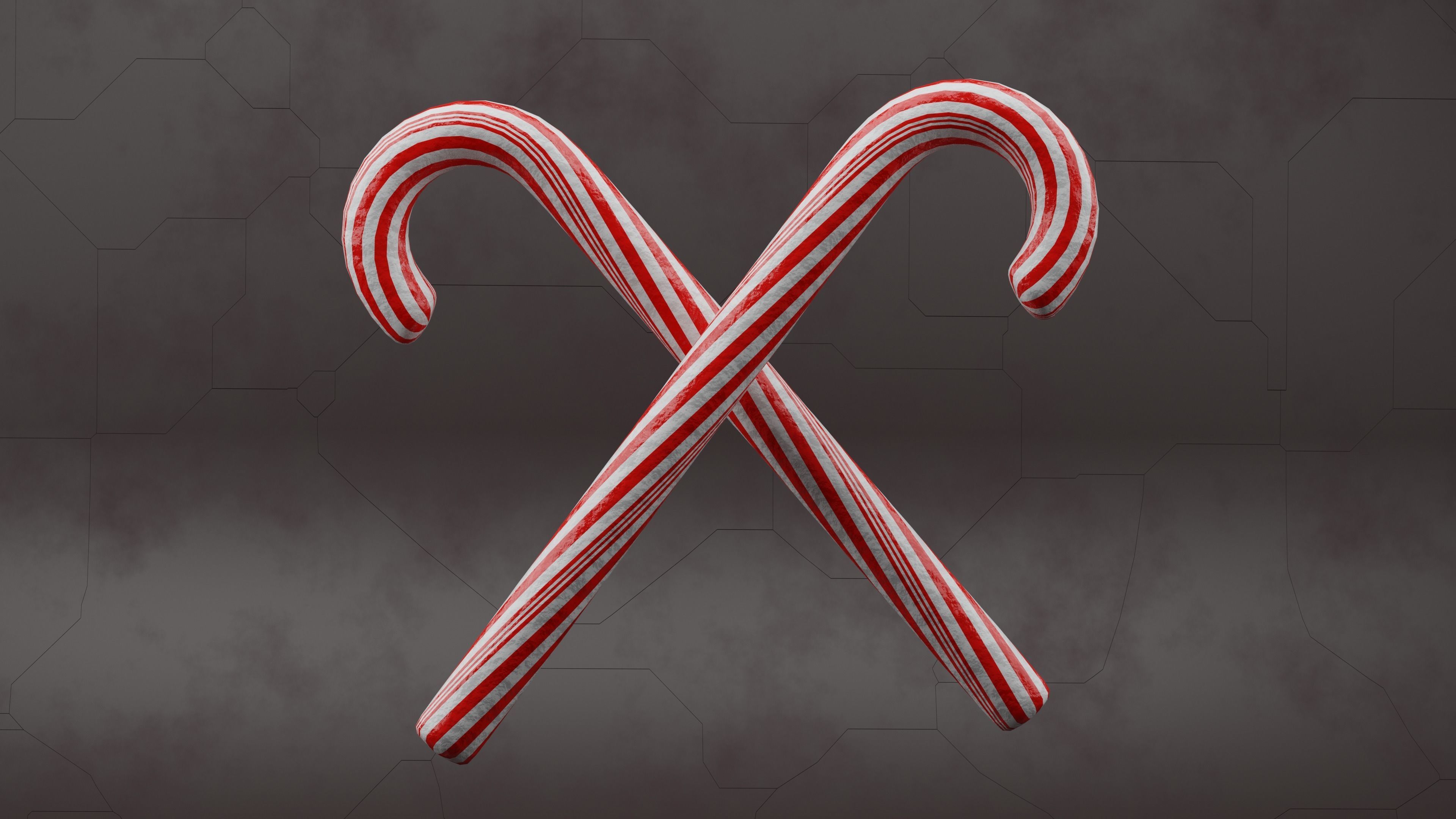 Peppermint Candy Cane Low-poly 3D model_6
