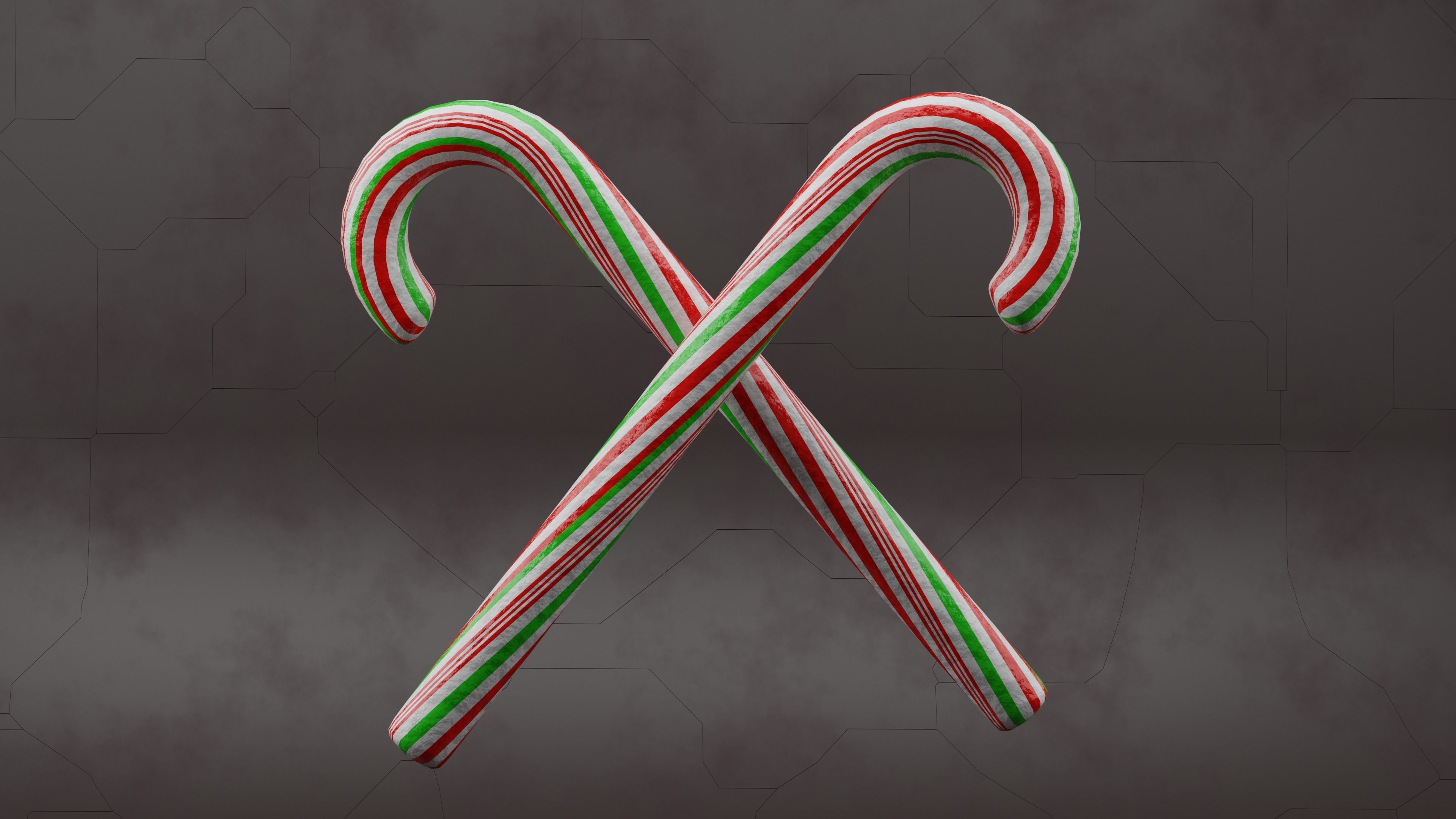 Peppermint Candy Cane Low-poly 3D model_7