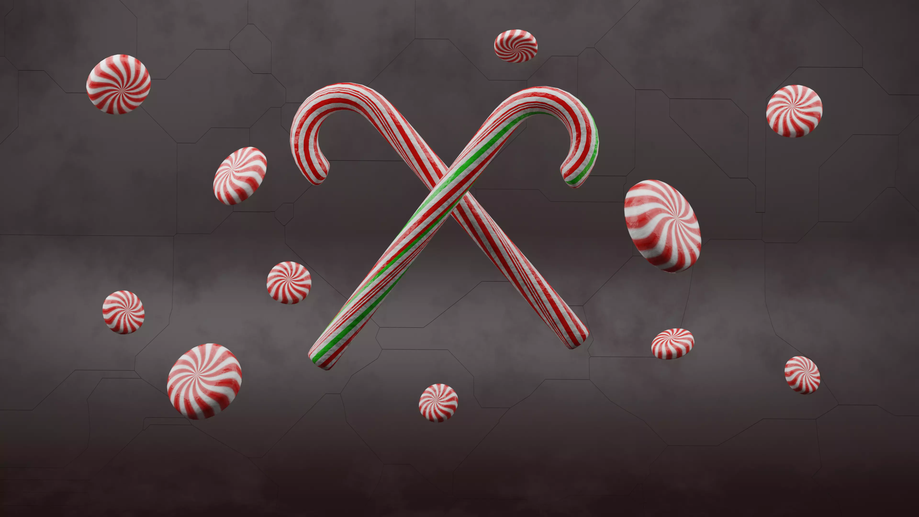 Peppermint Candy Cane Low-poly 3D model_0
