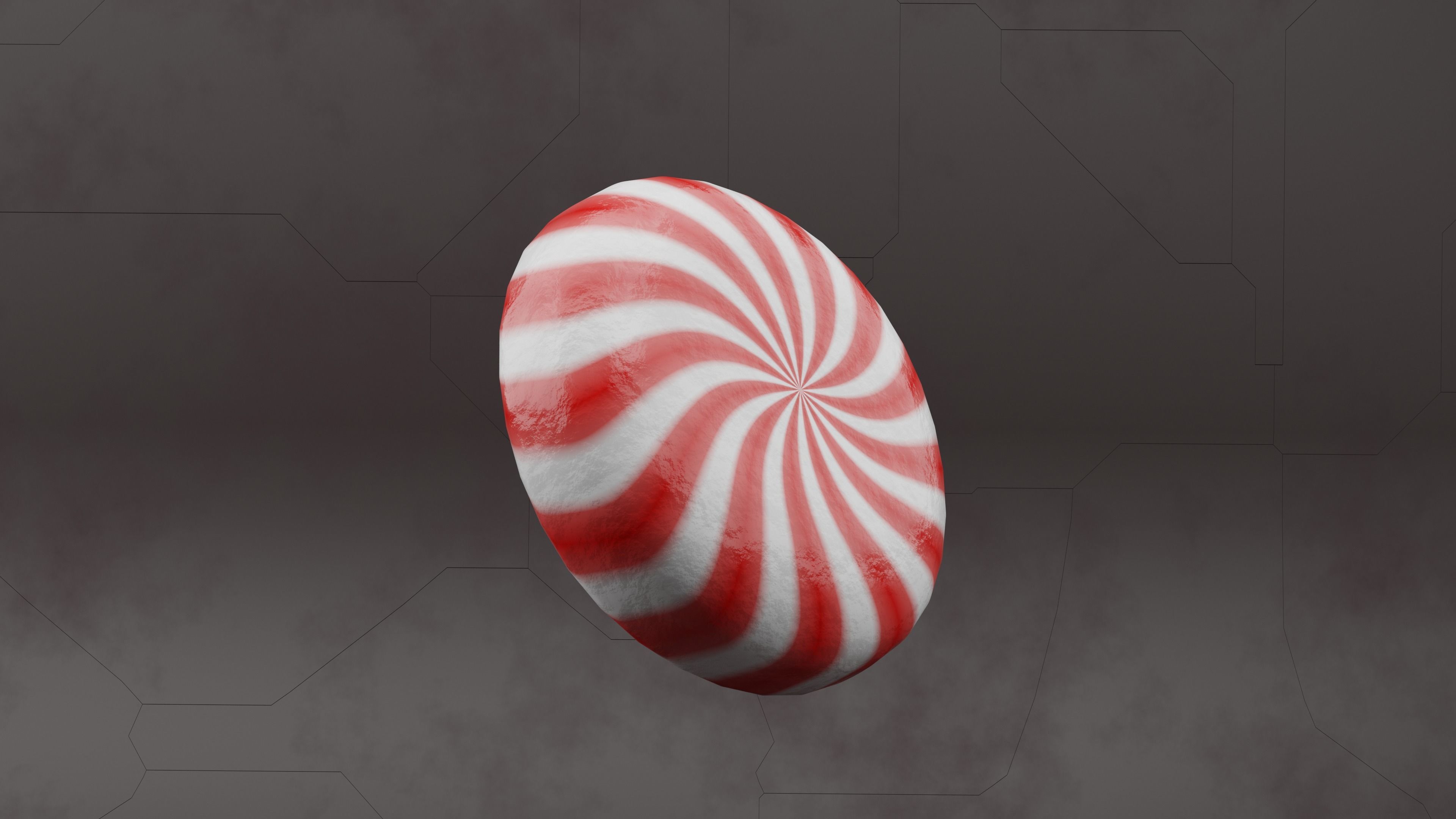 Peppermint Candy Cane Low-poly 3D model_1