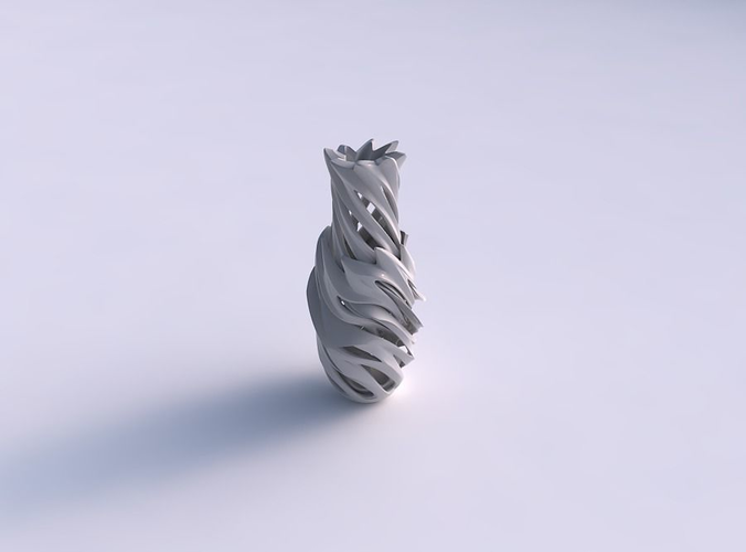 Vase alien curved small with smooth cuts very twisted and tapered wavy