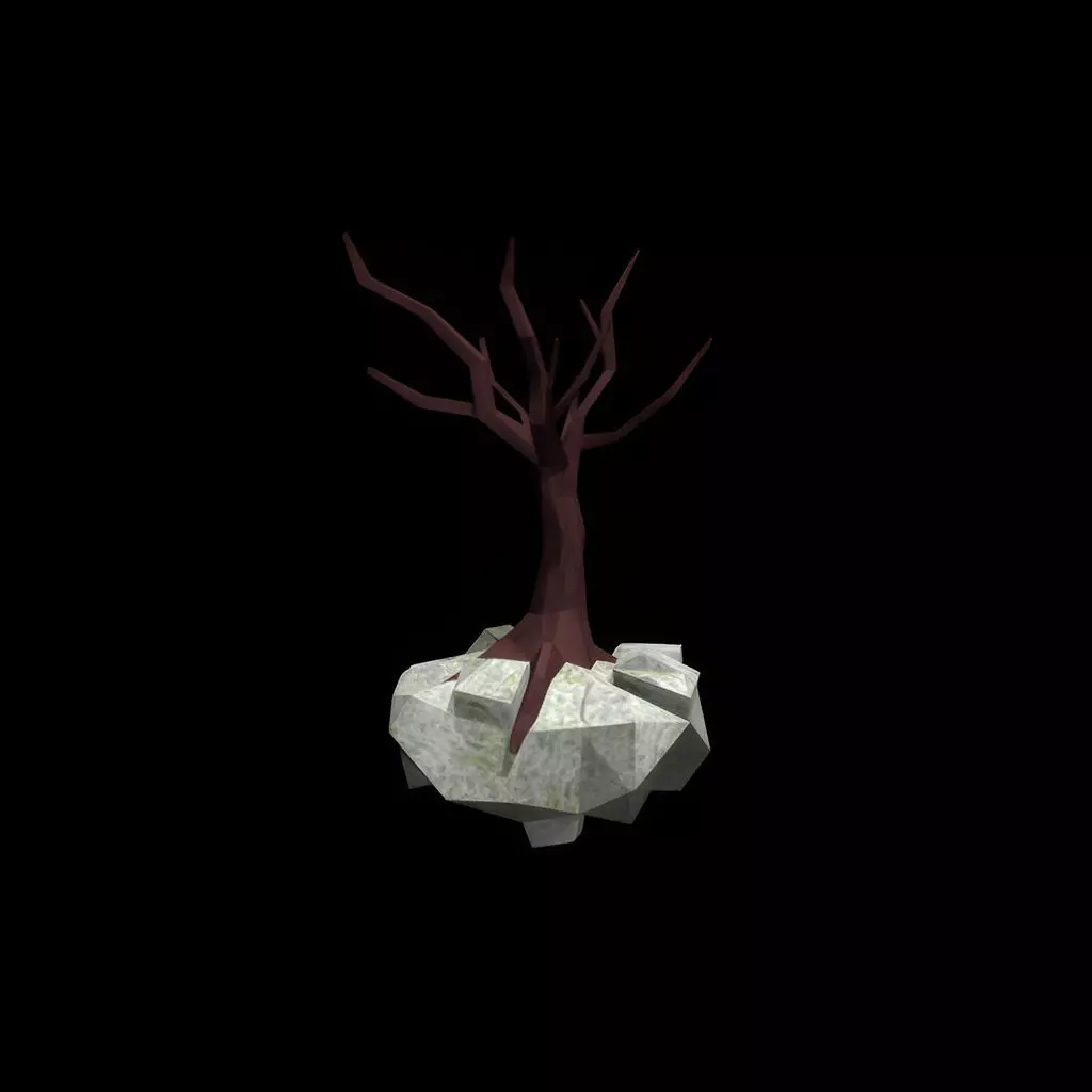 Tree in the Rock - PBR Low Poly Model Free low-poly 3D model