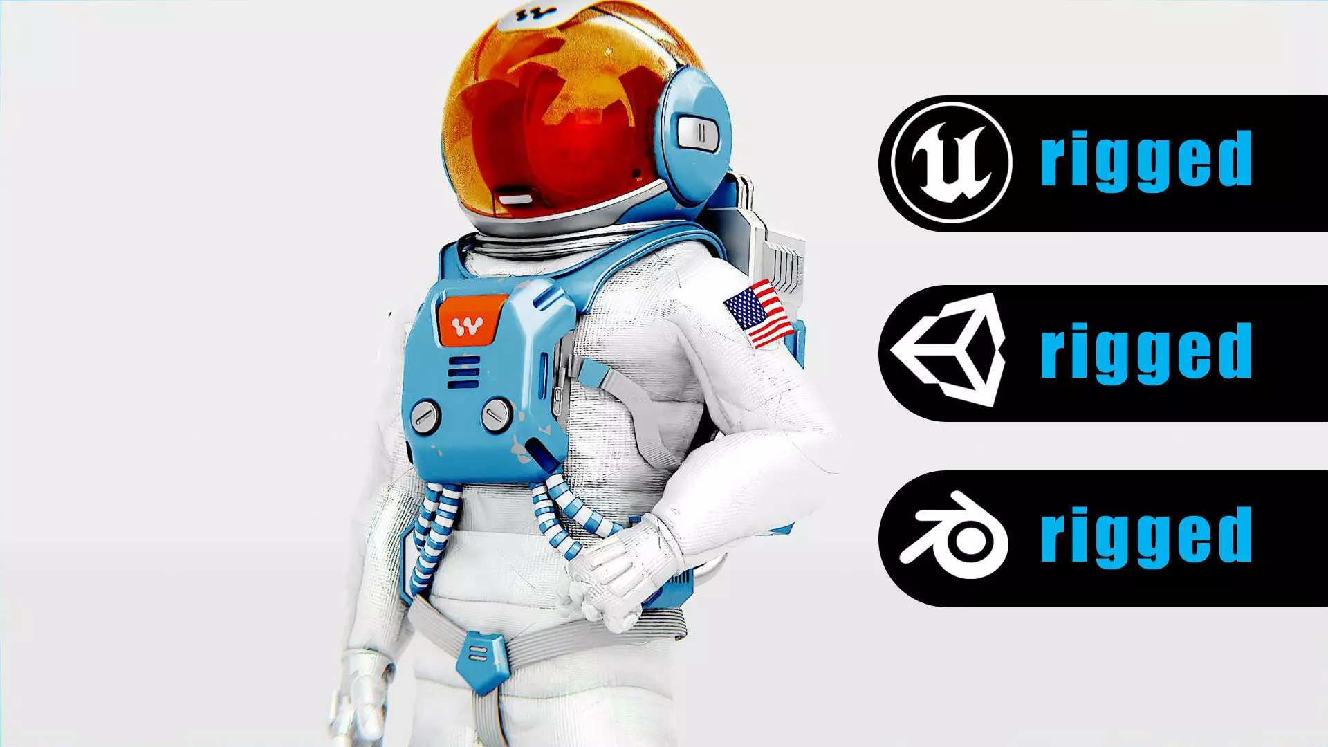 MARS ASTRONAUT-C Rigged for Unreal Engine - Unity - MIXAMO 3D model_0