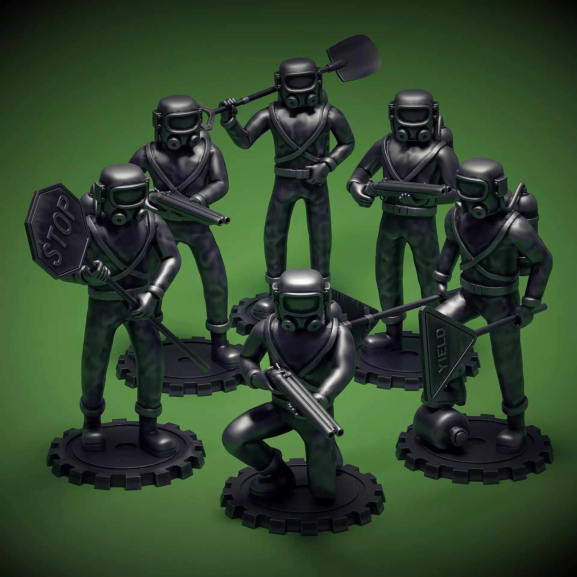 Bundle - Lethal Company - Employees with weapons - Figures Free 3D print model