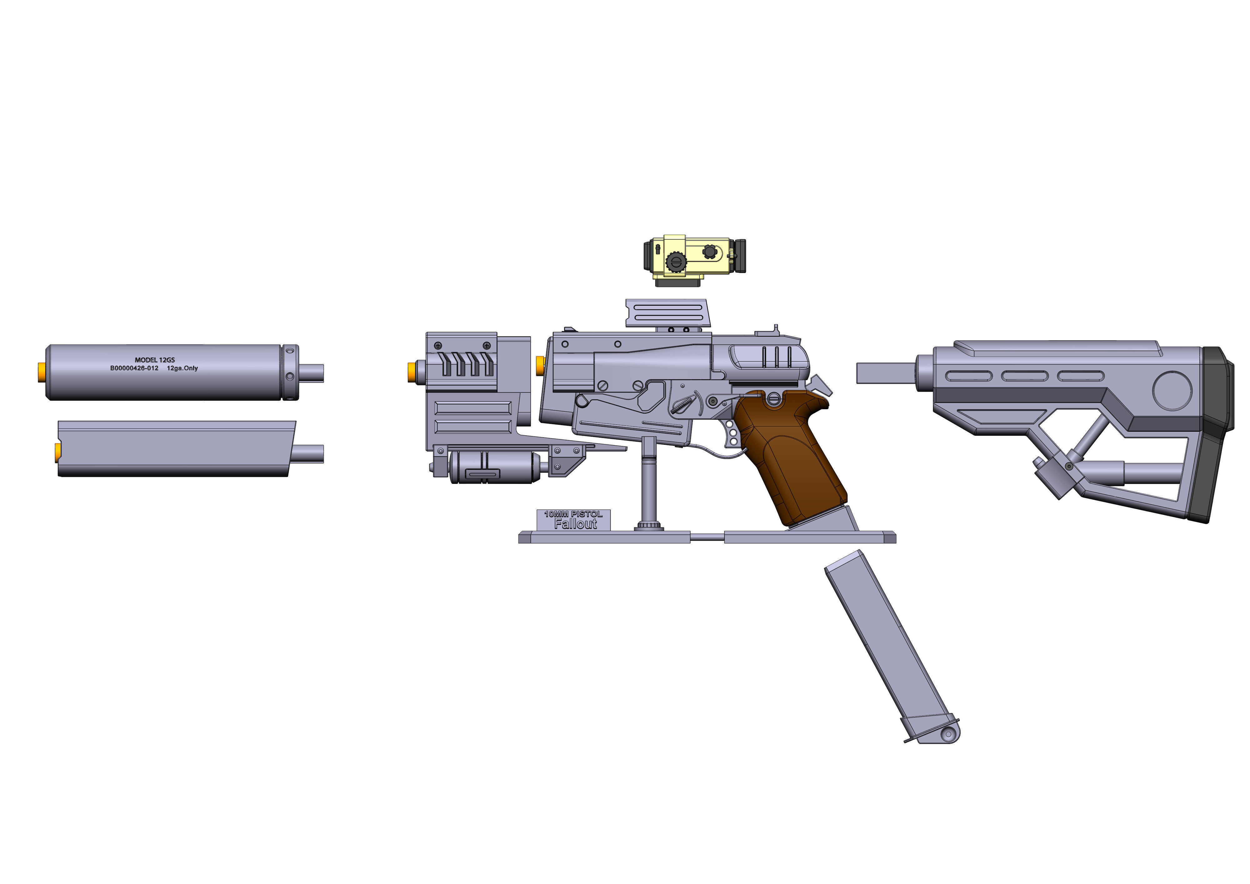 10mm Cannon - Fallout 4 - STL CAD bundle - Commercial Use 3D print model_20