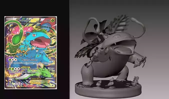 Venusaur on hind legs Pokemon OBJ STL